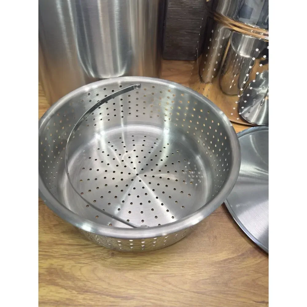 ALL CLAD Stainless Steel 12 Qt Stock Pot Pasta Pentola Strainer Steamer ~4 Pc